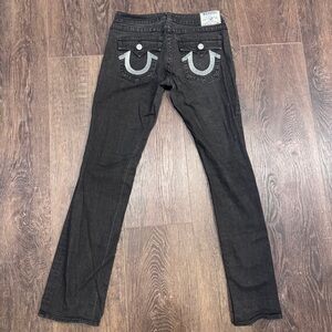 True Religion Women's Black Straight Leg Jeans